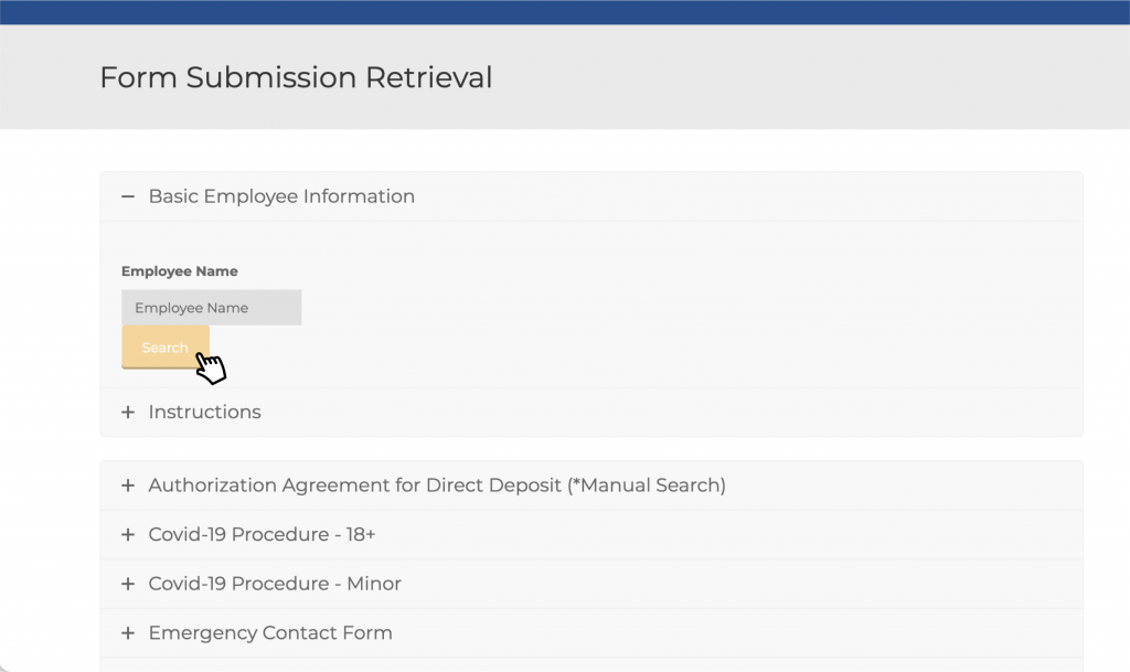 screenshot of form submission retrieval on learning management platform